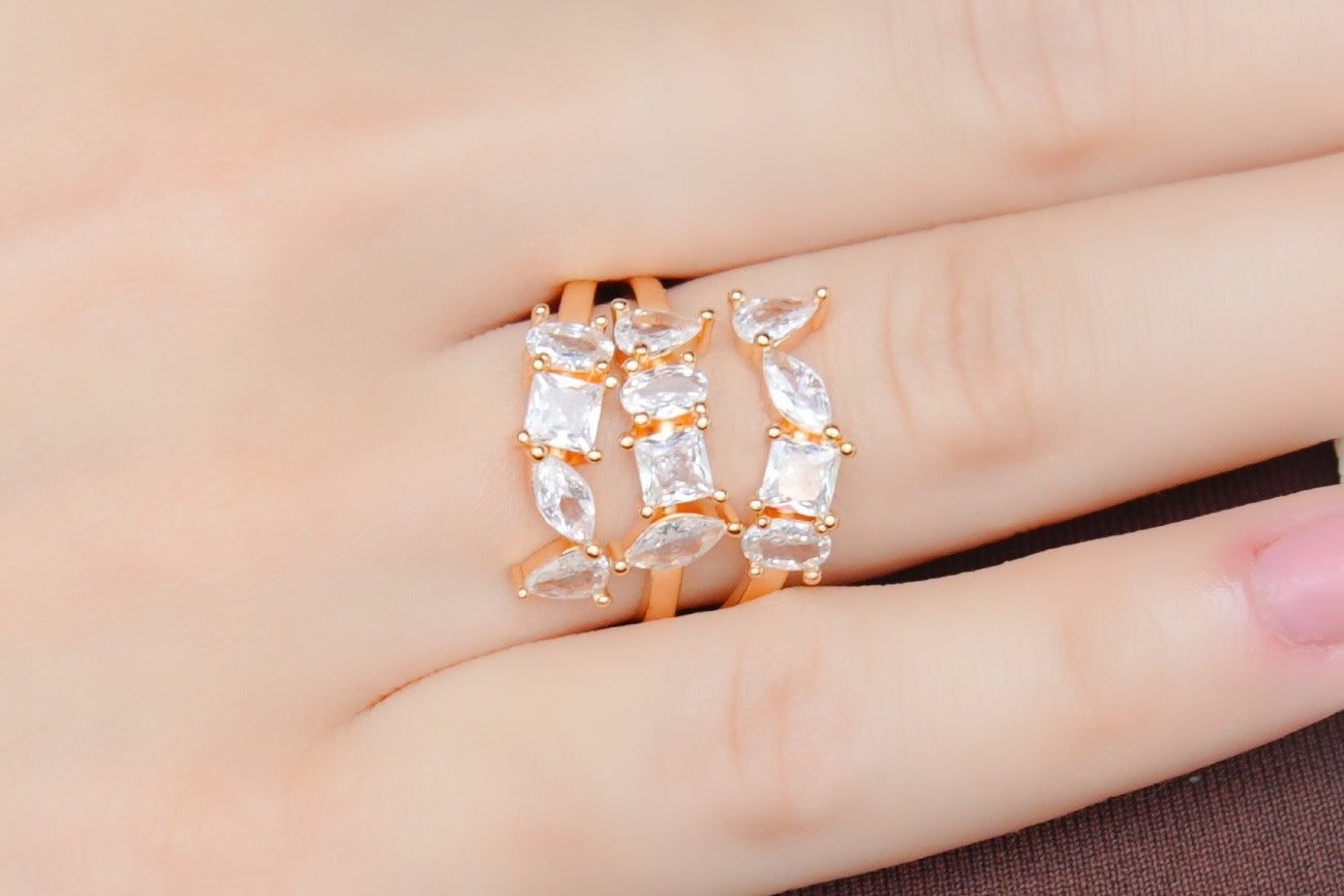 Anel Mix Pedras Geométricas