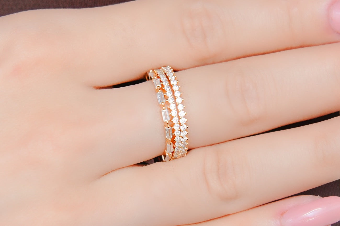 Trio de Anéis 2 Cravejados e 1 Canut