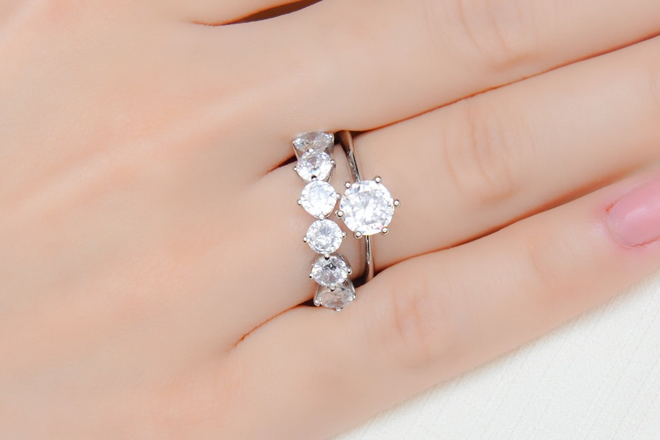 Duo Anéis Solitário + Aparador - Prata ou Dourado