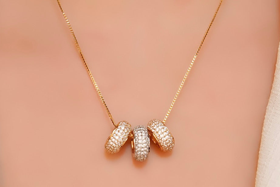 Colar Argolas Cravejadas Bicolor