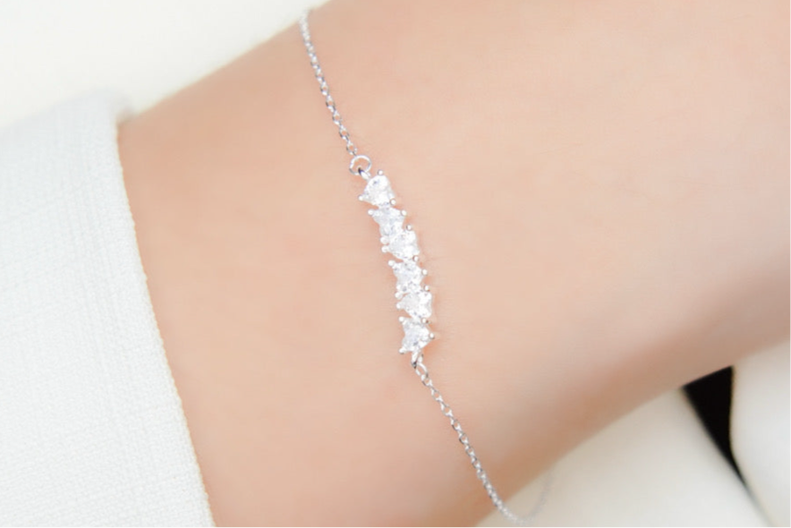 Pulseira Prata 925 6 Corações