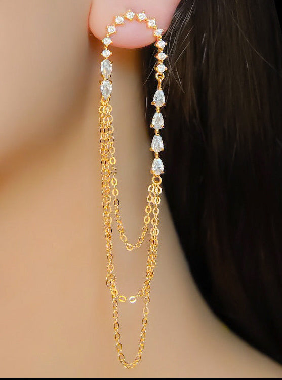 Brinco Franja Drops Luxo