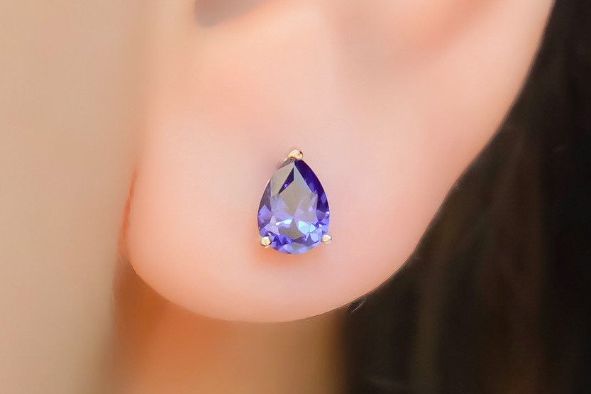 Brinco Prata 925 Gotinha Pedra Azul