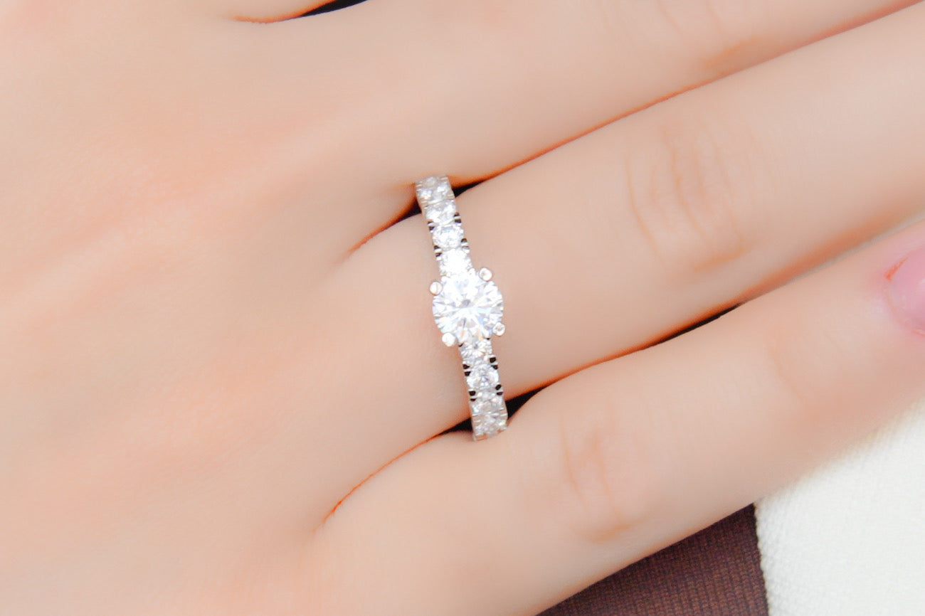 Anel Solitário Prata 925 Cravejado