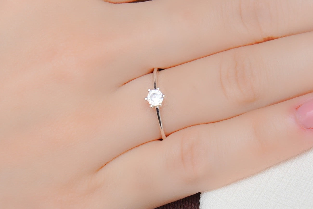 Anel Solitário Prata 925