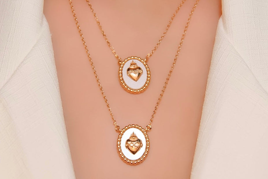 Colar Duplo Sagrado Coração