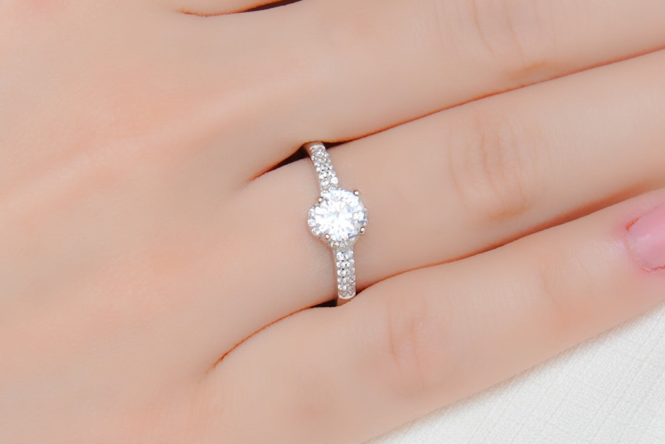 Anel Solitário Prata 925 Cravejado